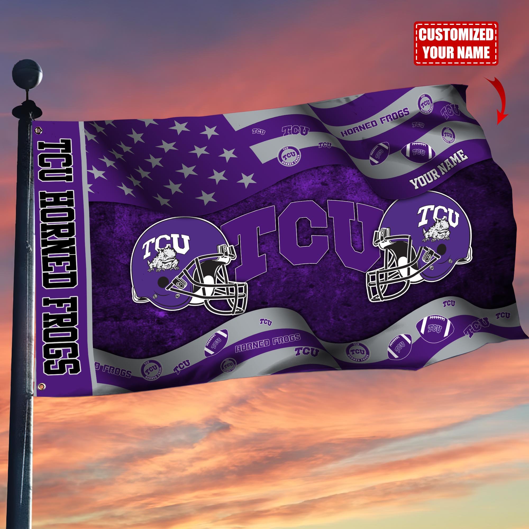 TCU Horned Frogs Custom Flag3x5ft, Let Your Flag Fly TT59114